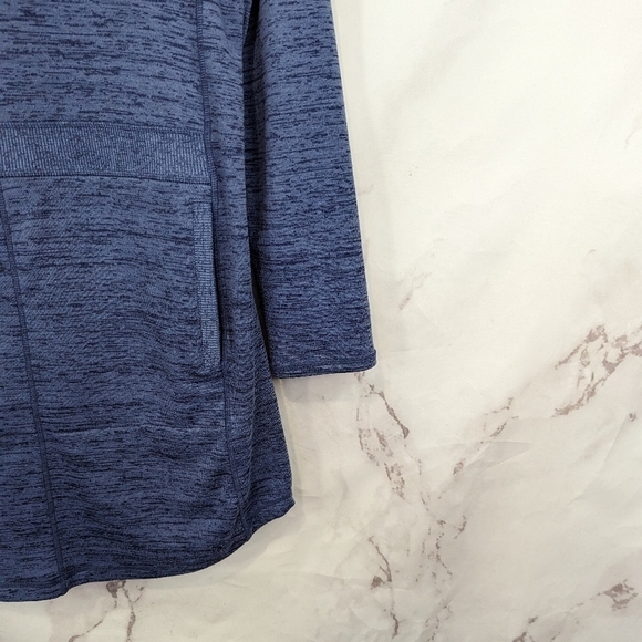 Athleta Sweatshirt Dress Small Techie Sweat Popover Tunic Blue Long Sleeve Hood - Picture 5 of 14
